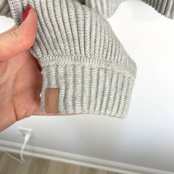 Lunya Cozy Cotton Silk Reversible Ribbed Pullover Sweater Mellow Grey Heather - Picture 9 of 15